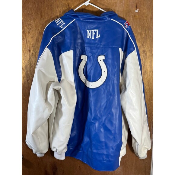 Indianapolis Colts Jacket Mens‎ Sz XL Vinyl Full Zip Blue White NFL Team Apparel - Picture 6 of 10